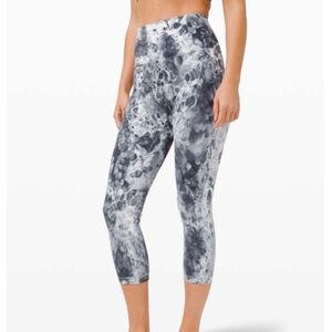Lululemon Wunder Under Marble Dye High Rise Crop 21" Marble Dye Classic Navy
